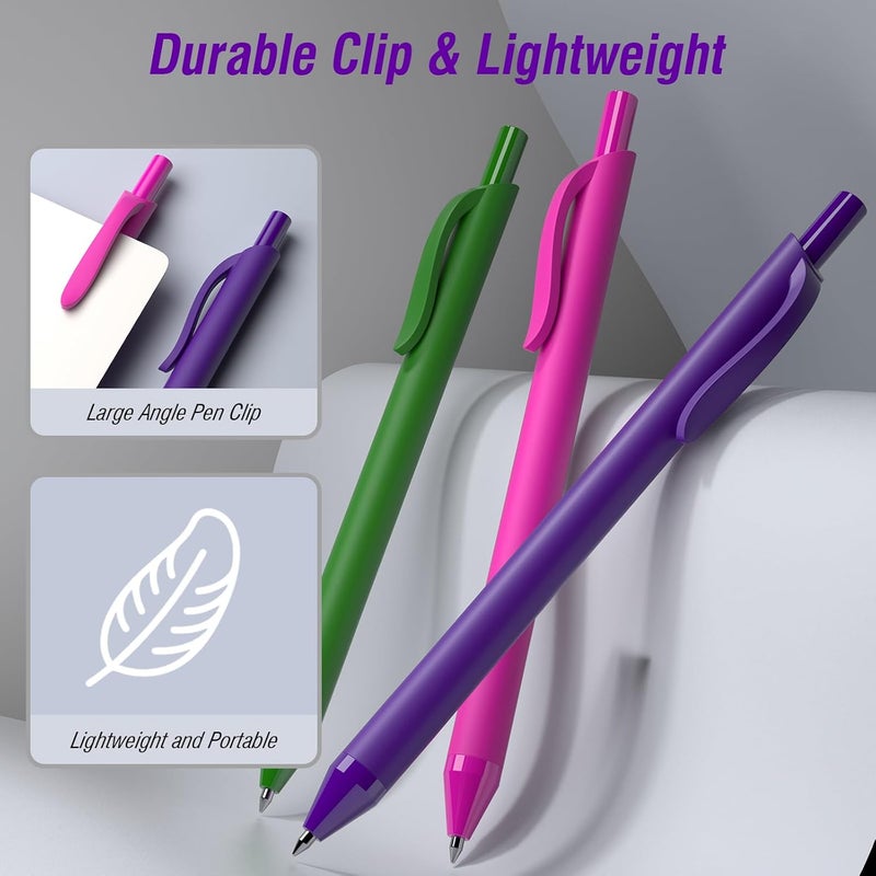 InkSlick 50 Pack Purple Ink Pens - Bulk Pens, 1.0MM Medium Point Ballpoint Pens, Smooth Writing No Bleed Retractable Ball Point Pen (Purple) - Image 3